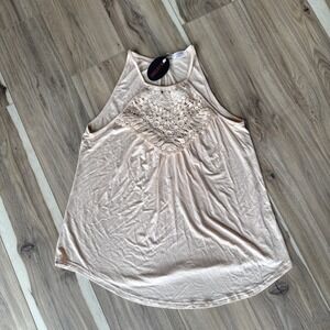 Bluetime, Women‎ Summer Halter Tank Tops, Spaghetti Strap Lace, Beige